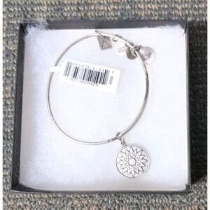 NEW BEGINNINGS Alex Ani Charm Bracelet Silver Tone Adjustable Bangle Charity‎
